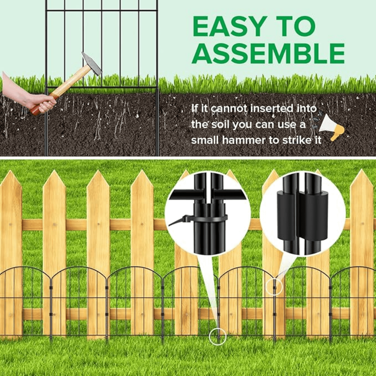 Decorative Garden Fence 25 Panels, Total 26ft (L) x 24in (H) Metal Wire Fencing Border Animal Barrier, Flower Edging for Landscape Patio Yard Outdoor Decor, Arched