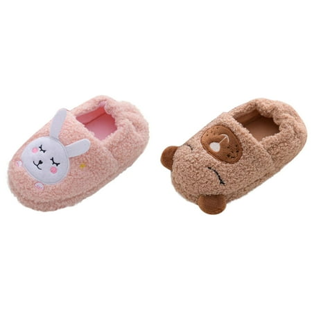 (2-Pack) Toddler Girls First Shoes for Walking Girl Shoes Cartoon Slippers Boys Toddler Girl Tennis Shoes Size 6 Warm Soft-Soled Boys Shoes Size 2 Shoes