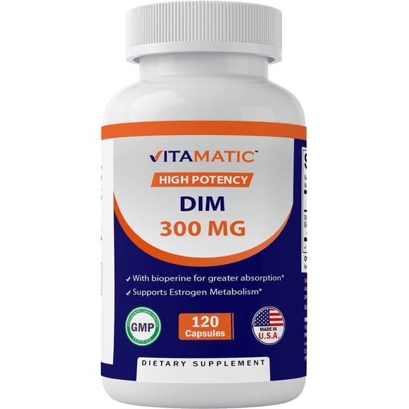 Vitamatic DIM (Diindolylmethane) with BioPerine 300mg, 120 Ct - 4 Months Supply