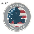 thumbnail image 2 of Baldwin, Michigan ATV / OHV American Flag 3.5 Inch Iron Or Sew On Embroidered Fabric Badge Patch Extreme Sports Iconic Series, 2 of 2