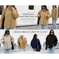 thumbnail image 5 of Womens Loose Crop Pea Coat Wool Blend Short Overcoat Casual Stand Collar Winter Outerwear, 5 of 7