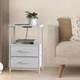 thumbnail image 2 of White Nightstand with 2 Fabric Drawers End Table with Charging Station, 2 of 7