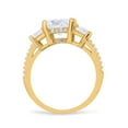 thumbnail image 3 of Yellow Tone, Simulated Cubic Zirconia Size-7 Three Stone Radiant Cut Wedding Engagement Bridal Ring 925 Sterling Silver, 3 of 7