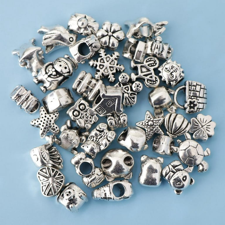 38 Pieces Mixed Shaped Alloy Large Hole Spacer Loose Bead Findings for  Jewelry Making DIY Necklace Bracelet Craft 