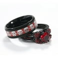 thumbnail image 4 of Punk Skull Rings Black Matching Rings Couple Rings Red Cz Wedding Ring for Women, 4 of 7