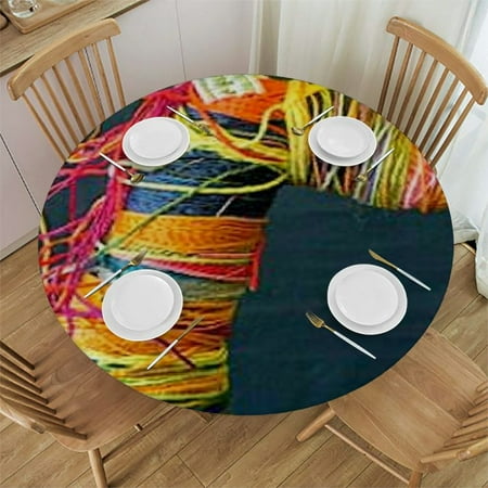 

Autua Yarn Sticks Round Table Cover Stain Resistant Washable Indoor Outdoor Tablecloth Kitchen Dining Wedding Parties Full Width Single-Sided Printing 100% Polyester Fiber 54 -58