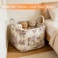 thumbnail image 5 of Floral Quilted Storage Basket with Handles, Foldable Fabric Laundry Basket Car Storage Organizer for Clothes Toys Sundries(A, One Size), 5 of 6