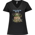 thumbnail image 3 of Inktastic Cats are Just Friends with Fur Cat in Flower Women's Plus Size V-Neck T-Shirt, 3 of 5