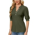 thumbnail image 2 of yillto Womens Blouse V Neck Buttons Casual Business Shirts Summer Short Sleeve Dressy Top for Women, 2 of 7