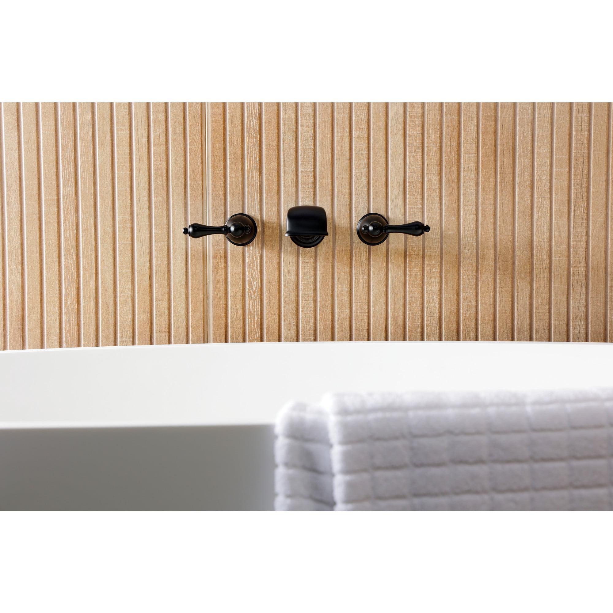 Kingston Brass KS5020AL  Two-Handle Wall Mount Roman Tub Faucet, Matte Black