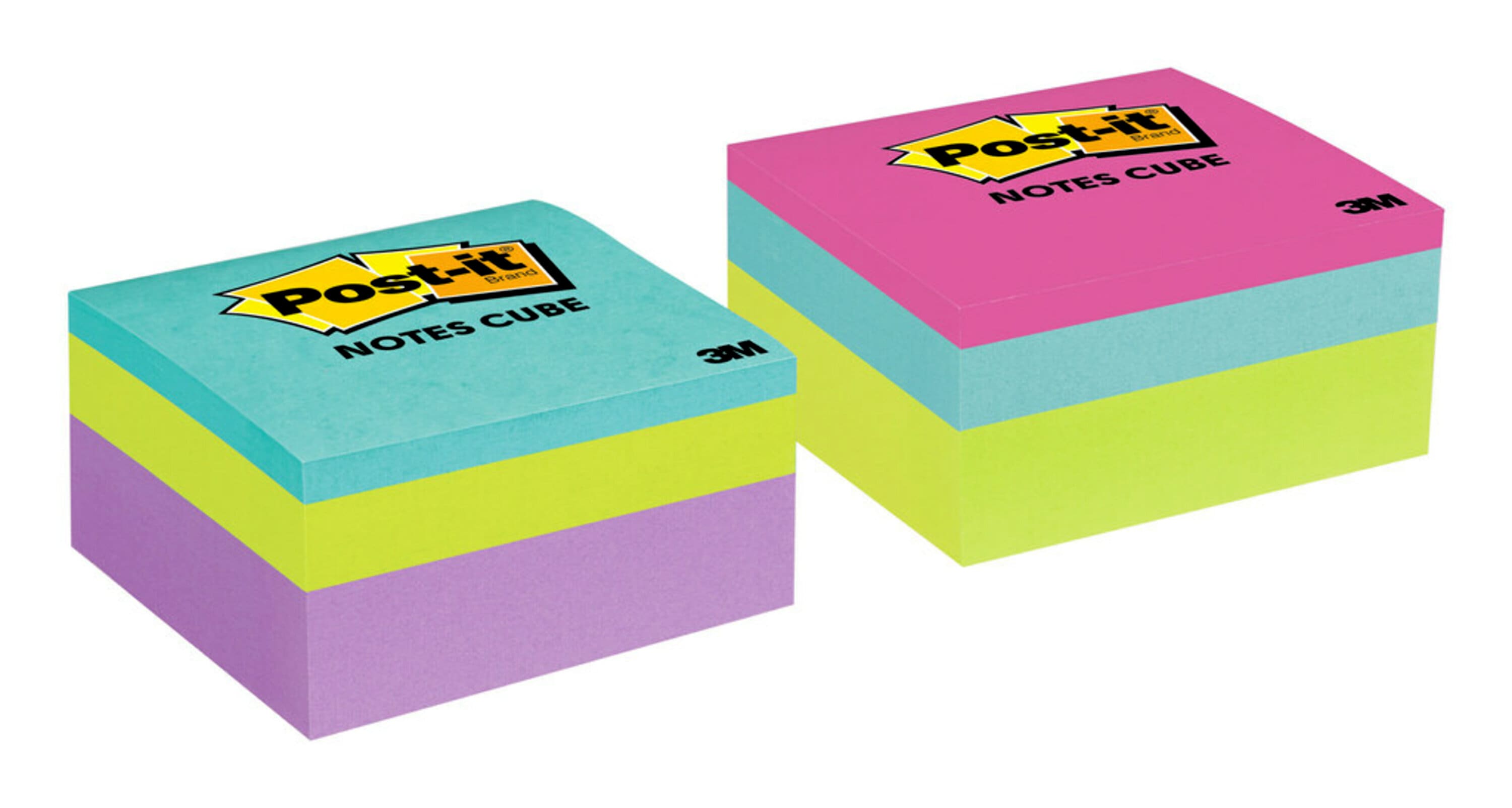 Postit Notes Cube, 3" x 3", Bright Colors, Color May Vary, 1 Cube