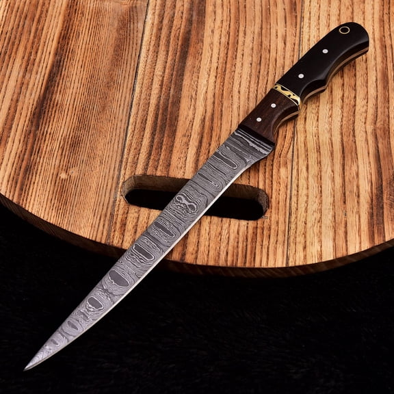 Kitchen Knife X-285 Handmade Damascus Steel Fillet Knife, 12 Inch Overall Length
