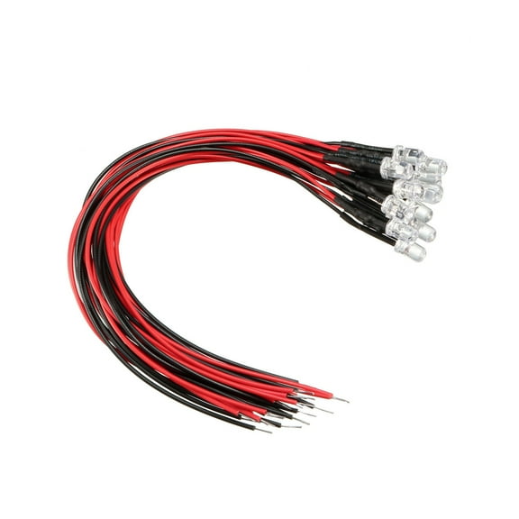 15 Pcs 5mm Pre-Wired Diffused LED Diodes Light 20mA DC 9-12V White