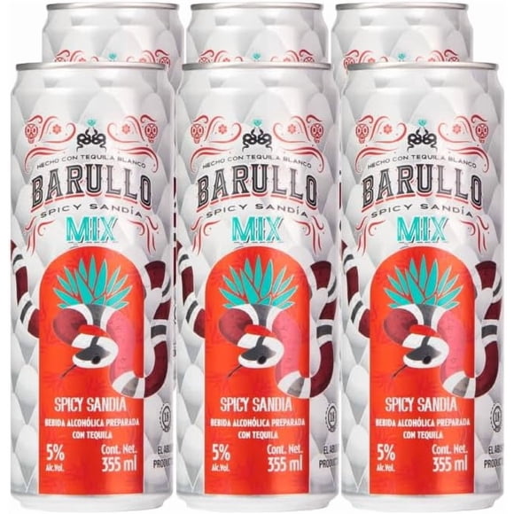 Pack de 6 Licor de Tequila Barullo Spicy Sandía LT 355ml