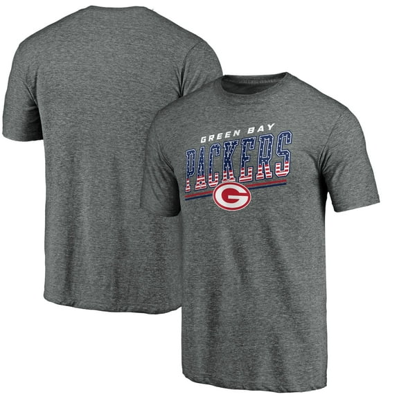Men's Gray Green Bay Packers Team Freedom Tri-Blend T-Shirt