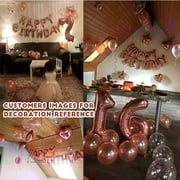 Rose Gold Birthday Party Decoration Set, Happy Birthday Banner, Fringe Curtain, Foil Tablecloth, Confetti Balloons, Rose Gold Ribbon, Birthday Supplies for Girls Women