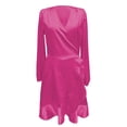 thumbnail image 3 of Elegant V Neck Satin Evening Gown For Women Plus Size Formal Party Dress With Waist And Low Back, 3 of 4