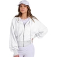 thumbnail image 4 of Female Zip Up Hoodies Cropped Sweatshirts Casual Comfy Cute Zip Jackets Fashion Trendy Fall Outfits White XL, 4 of 9