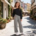thumbnail image 4 of newwalpole Girls Cropped Sweatshirt Off Shoulder Long Sleeve Casual Crop Top | Cute Loose Fit Pullover Solid Color Y2K Trendy Shirt for Daily School Wear(Black,11-12 Years), 4 of 7