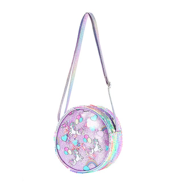 Bolsos de lentejuelas para niñas bolsos de dibujos animados correas redondas correas ajustables