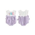 thumbnail image 2 of BemeyourBBs Infant Baby Girl First Birthday Outfit 1 Years Old Birthday Clothes Summer Bubble Romper Sleeveless Cake Embroidery Front Bow Bodysuit Playsuit One Piece Outfit, 2 of 9