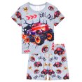 thumbnail image 2 of QEFJNO 3-12Y Kids Boys Pajamas Set 2 PCS Short Sleeve Top and Shorts Pants for Toddler Boys Truck Pjs Summer, 2 of 13