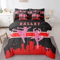 thumbnail image 1 of YST Kids Ballet Comforter Set, 7-Piece, Dance Theme, Black Red, Twin, 1 of 4