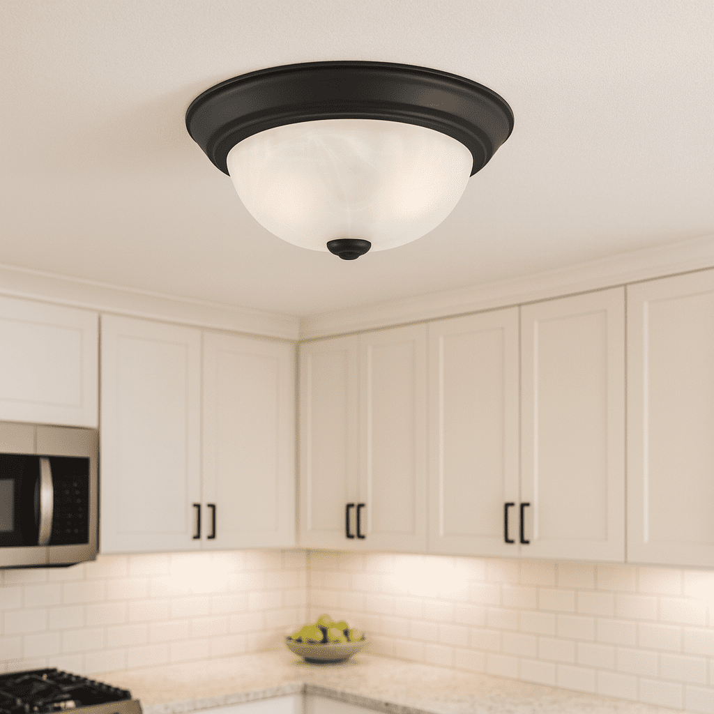 Design House 2-Pack Traditional 2-Light Flush Mount Indoor Dimmable Ceiling Light, Matte Black