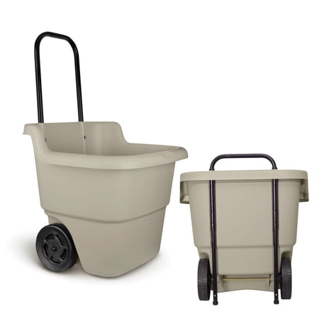 CYH 15 Gallon Resin Rolling Lawn and Utility Cart with Retractable Handle