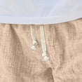thumbnail image 6 of Nestiefly Cotton Linen Shorts Men Elastic Waist Knee Length Beach Shorts Lightweight Big and Tall Casual Short with Pockets Khaki 4XL, 6 of 10