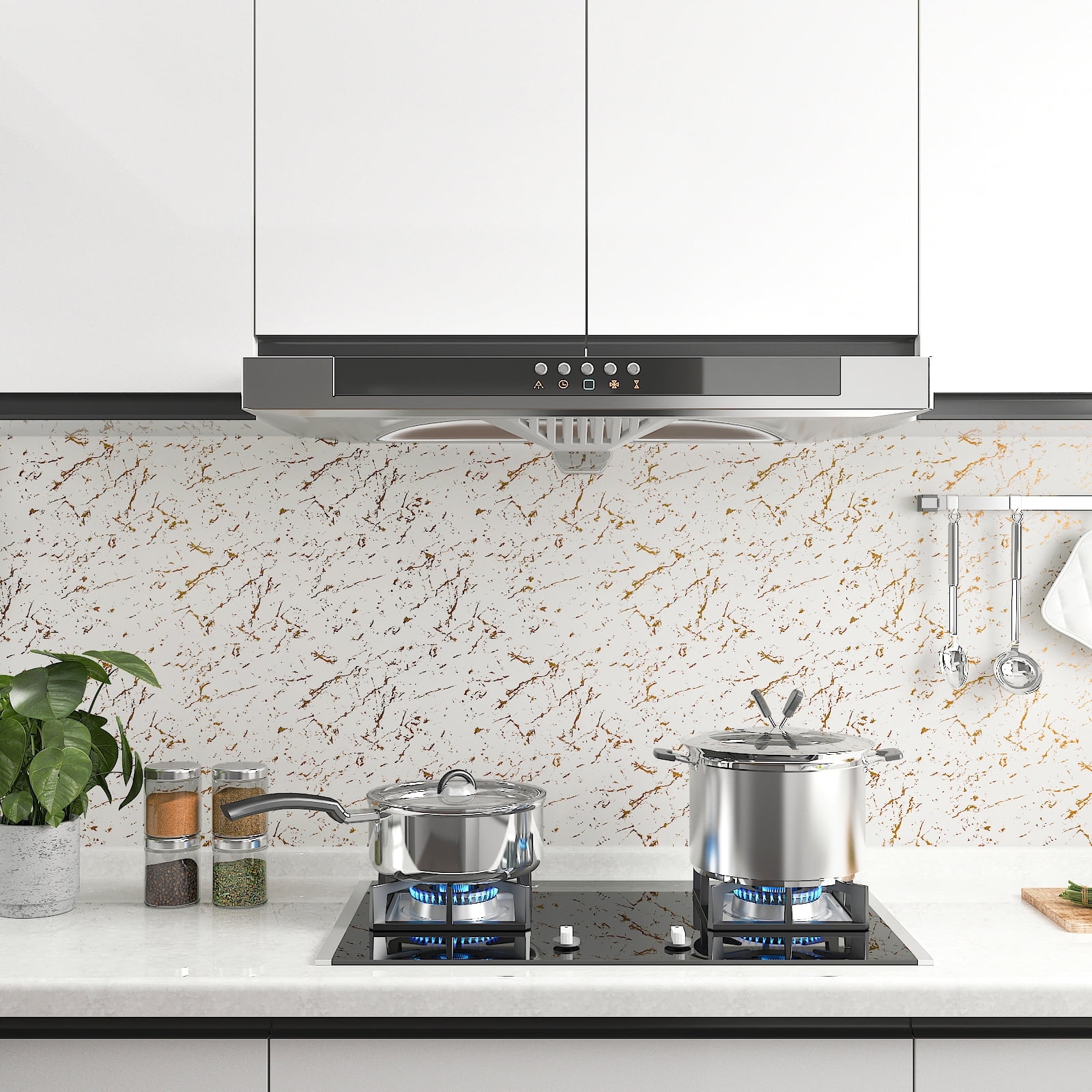 CHIHUT 17.7"x236" White Gold Marble Contact Paper for Countertops Peel and Stick Marble Wallpaper