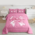 thumbnail image 2 of Feelyou Girls Cute Bow-tie Bedding Comforter Set, Kawaii Bowknot Ribbon Twin Comforter Sets, Cute Cartoon Theme Reversible Bedding Set, Lightweight Room Decor, 2-Piece, 2 of 8