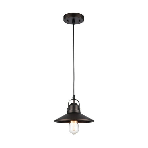 IRONCLAD Industrial-style 1 Light Rubbed Bronze Ceiling Mini Pendant 9" Shade