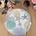 thumbnail image 3 of Marine Life Round 15 Inch Placemats Set of 8, Summer Coastal Nautical Coral Conch Seashells HeatResistant Non Slip Place Mats for Dining Table, Wipeable Braided Kitchen Table Mats for Housewarming, 3 of 9