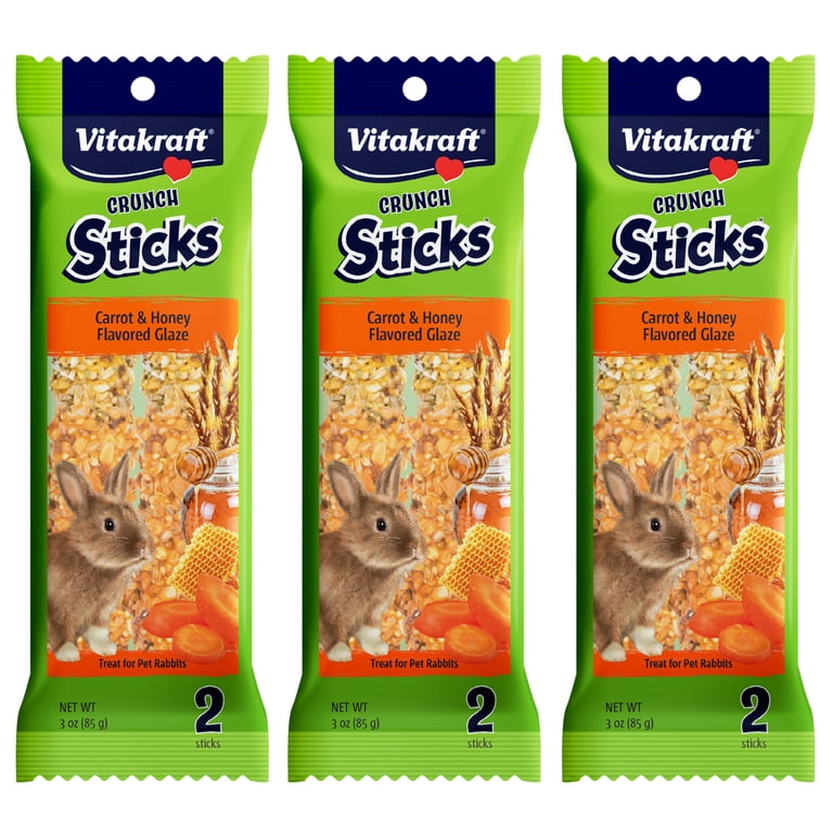 Vitakraft Crunch Sticks Rabbit Treats, Carrot & Honey, 3-Pack photo 1