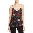 thumbnail image 2 of McQ Womens Ruffle Floral Cami Tank Top, Black, 44, 2 of 2