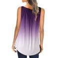 thumbnail image 3 of Usmixi Womens Tank Tops Gradient Print Round Neck Sleeveless Shirts Button Down Loose Flowy Pleated Swing Vest Tunic Purple L Up to 65% off, 3 of 6