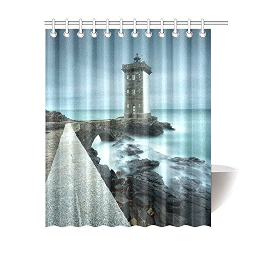 Gckg Ocean Lighthouse Shower Curtain Tropical Sea Coastal Scenery