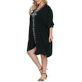thumbnail image 2 of HDE Womens UPF 30+ Short Kaftan Cover Up Oversize Plus Size Swimsuit Shirt Dress Black, 2 of 5
