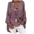 thumbnail image 4 of Uhndy Women's Plus Size Casual Shirts V Neck Long Sleeve Floral Print Summer Autumn Loose Shirt Tops, Women's Loose Tops, 4 of 4
