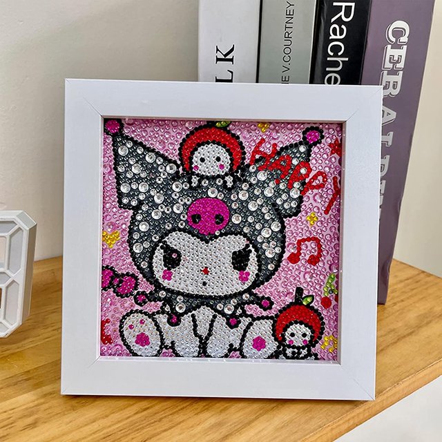 Kit de pintura de diamante 5D para niños con marco de madera, arte y manualidades para niños de 6 a 8 a 10 a 12 años, kits completos de pintura por números, decoración de la pared del hogar (7x7