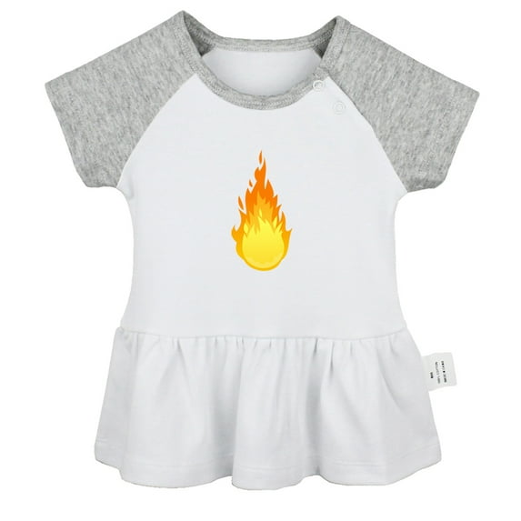 Nature Flame Fire Pattern Dresses For Baby, Newborn Babies Skirts, Infant Princess Dress, 0-24M Kids Graphic Clothes (Gray Raglan Dresses, 6-12 Months)