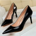 thumbnail image 6 of LIANGP Women's High Heels Fashionable Metal Heel High Heels Metallic High Heel Shoes With Pointed Toes Ladies Shoes Black Size 5, 6 of 8