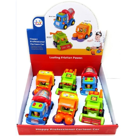 AZ Trading & Import Push & Go Friction Powered Trucks - Cement Mixer, Sweeper & Harvester