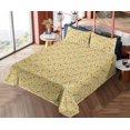 thumbnail image 4 of Ambesonne Bird Print Fitted & Flat Sheet with Sham 3 Pcs Set, Japanese Crane Pattern, Twin, Pale Earth Yellow, 4 of 5