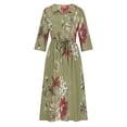 thumbnail image 4 of Pisexur Robes d'Invité de Mariage pour Femmes 2024 Mode Boho Imprimé Floral Robe Maxi Décontractée Fluide Manches Courtes Col en V Robe de Retour à la Maison Tunique à Boutons Robe de Cocktail à Cordon Grande Taille P-4TG, 4 of 5
