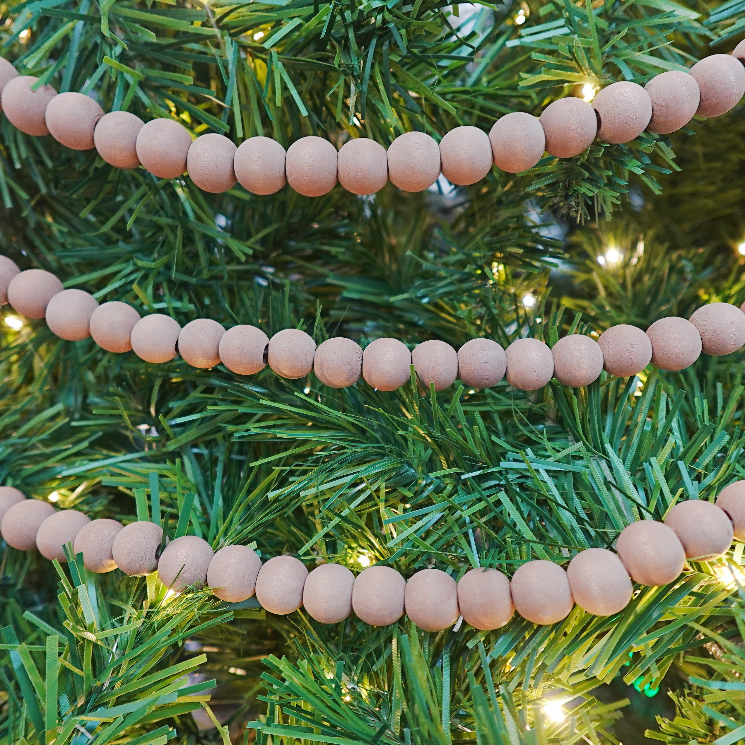 Wood Bead Christmas Garland, Brown, 9', by Holiday Time