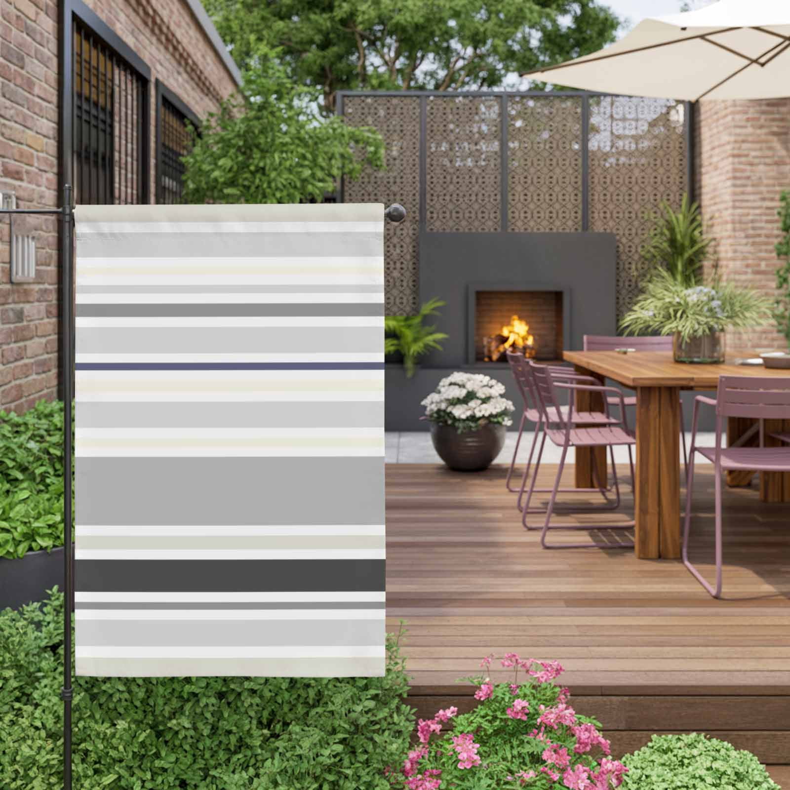Gray Ombre Stripes House Flag 28 x 40 Inches, Lines Art Weather Proof Outdoor Patio Flags Double Sided Small House Decoration for Yard Lawn Outside Home