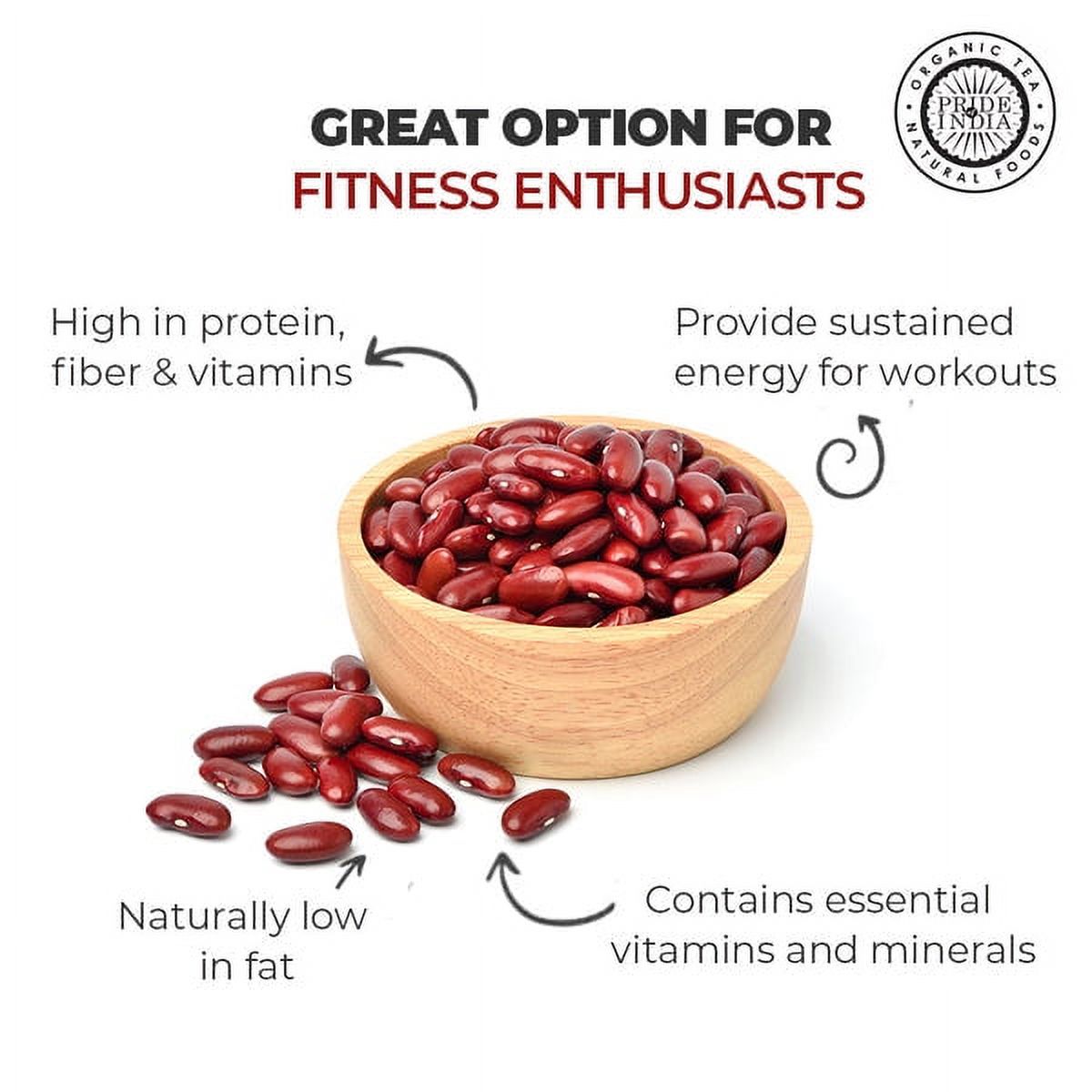 Pride Of India - PACK of 6 - Indian Whole Dark Kidney Beans - Protein And Fiber Rich Rajma, 1.5 Pound Jar