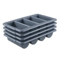thumbnail image 4 of Julyeen 4 Pack Plastic 4-Compartment Commercial Cutlery Bin, Plastic Restaurant Silverware Holder Tray, Grey, 4 of 10